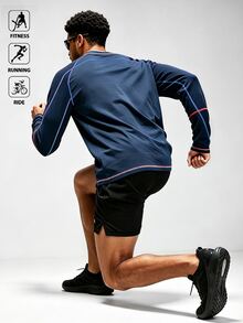Acti Log Men's Colorblock Casual Daily Travel Sports Long Sleeve T-Shirt - Multicolor - View 2
