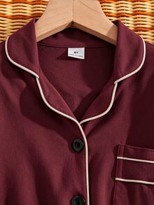 Tween Boy Contrast Piping PJ Set - Red - View 5