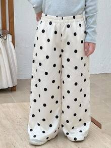 DAZY Young Girl Polka Dot Casual Versatile Daily Wear Long Pants - Beige - View 5