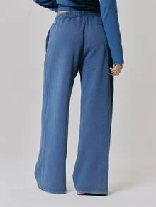 MUSERA Elasticated Waist Pleated Style Loose Fit Straight Leg Jogger Cute Daily Vintage Y2K Back To School Primary - Baby Blue - View 4