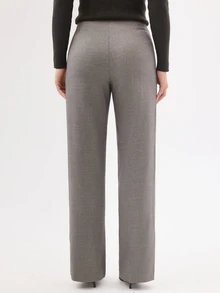 KÆRIA Hus High Waist Clean Front Straight Leg Trousers - Compact Tailoring - Taupe Grey - Tailored, Minimalist, Day, C - Grey - View 6