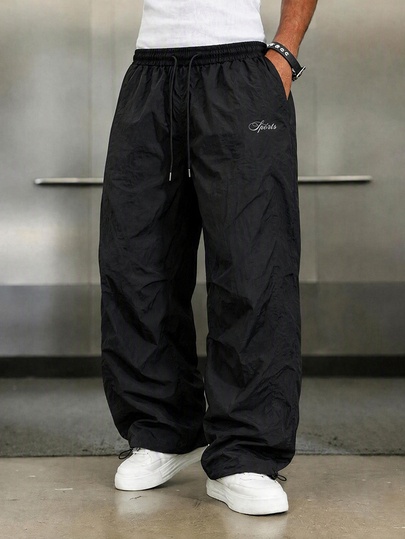 Sport MetroGents Men's Letter Pattern Drawstring Waist Pocket Loose Fit Sports Pants