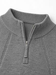 Manfinity CasualKnits 男士純色休閒百搭日常穿著長袖針織衫 - 灰色 - 查看 3