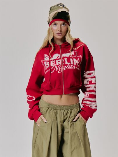 MUSERA Graphic Printed Zip Through Cropped Hoodie Cute Daily Vintage Y2K Back To School Primary