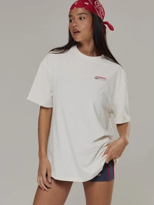 Musera Sport Graphic Logo Printed Back Oversized Crewneck Shortsleeve Tee Active Outdoors Workout Gym Terra Peak - White - View 5