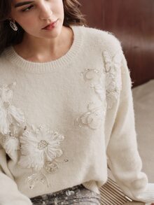 Anewsta 2026 New Design Heavy-Duty 3D Floral Elegant Sweater - Apricot - View 7