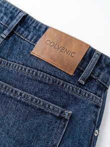 Colvenic 男士街頭風休閒藍色牛仔褲 - 中等水洗藍 - 查看 8