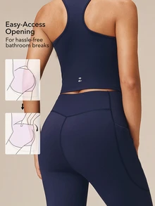 OutZeal Jumpsuit Wanita Terusan untuk Aktivitas Luar Ruangan, Gym, Yoga, dan Olahraga, Dilengkapi Bra dengan Bukaan Tersembunyi yang Mudah Diakses dan Potongan Kaki Melebar. - Navy Blue - View 2