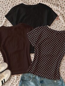 3PCS Tween Girls T-Shirts - Multicolor - View 2