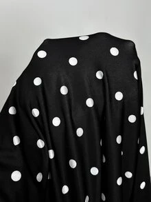 Cravure Plus Size Women's Autumn/Winter New Milk Silk Black Base Polka Dot Print Stand Collar Long Sleeve Feather Cuff Button Front Slit Long Mermaid Tail New Chinese Style Vintage Banquet Elegant Fashion Dress - Multicolor - View 7