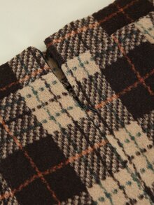 SHEIN Franclia Women's Autumn Plaid Fashion Commute Office College Style Warm Short Skirt - Brown - View 6
