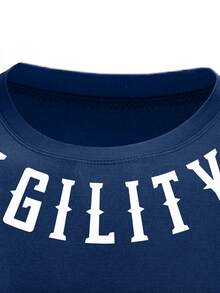 Acti Log Kaos Olahraga Kompresi Lengan Pendek Raglan Pria Warna Hitam dengan Motif Huruf untuk Musim Panas, Cocok untuk Kebugaran, Lari, Bersepeda, dan Gym. - Biru - View 5