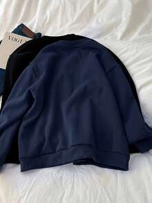 Collagica Collagica Jaket Wanita Polos Lengan Panjang Kancing Tunggal dengan Saku, Kerah Baseball Kasual, Musim Gugur - Navy Blue - View 2