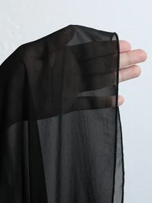 Cravure Plus Size Women Asymmetric Collar Cape Waist Cinched Ruched Lace Patchwork Elegant Party Dress - Black - View 4