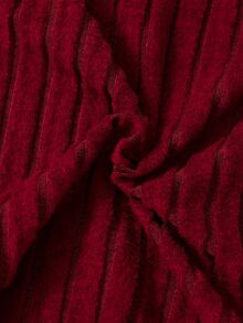 SHEIN 青少年女孩秋季上衣 灰色拼接白色下擺 V領鈕扣設計長袖休閒百搭T恤 - 酒紅色 - 查看 5