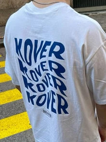 Manfinity Dauomo Herr T-shirt med bokstavstryck, rund hals och korta ärmar, casual - Multifärgad - Visa 3