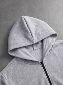 STYNVO 男士字母印花長袖拉鍊休閒連帽衫 - 灰色 - 查看 5