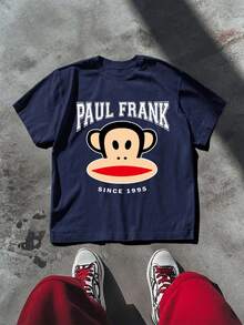 Paul Frank X SHEIN Women's Street Cartoon Graphics Round Neck Short Sleeve Casual Versatile T-Shirt - Blue - View 5