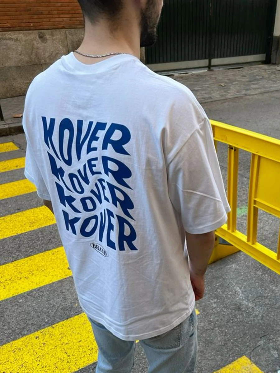 Manfinity Dauomo Herr T-shirt med bokstavstryck, rund hals och korta ärmar, casual - Multifärgad - Visa 1