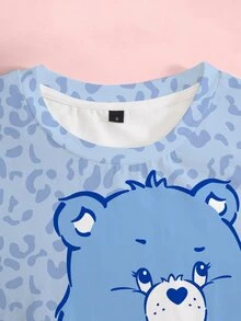 SHEIN X Care Bears Women's Cartoon Pattern Casual Daily Short Sleeve T-Shirt - White - View 5