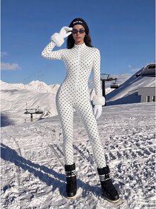 SHEIN EZwear 女款波點休閒日常穿搭連身褲 - 白色 - 查看 8