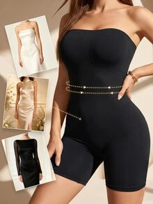 Coutiva Women's Seamless Strapless Bodysuit, Tummy Control Butt Lifting Shapewear - Black - View 5