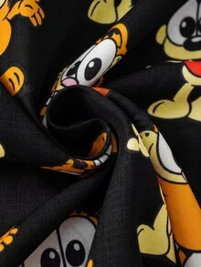 GARFIELD | SHEIN 1件可愛趣味風男嬰連身衣，舒適領口無袖連身衣，Garfield聯名嬰兒連身衣 - 黑色 - 查看 7