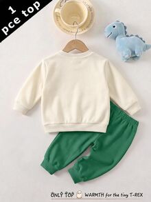 嬰兒幼兒圓領休閒套頭運動衫，經典可愛卡通手繪圖案印花，可愛老虎動物圖案印花，可愛鱷魚圖案印花，可愛樹懶圖案印花，適合秋冬穿著 - 彩色 - 查看 3