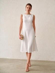 MOTF PREMIUM WOMEN'S SOLID COLOR CASUAL DAILY WEAR SUMMER SHORT DRESS - White - View 1