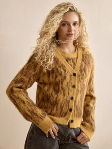 MOTF PREMIUM WOMEN'S LEOPARD PRINT KNIT VEST & SWEATER 2 PIECES SET, AUTUMN/WINTER - Camel - View 6