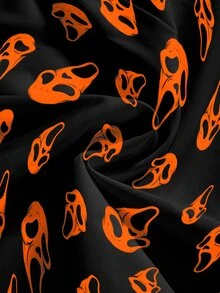 ROMWE Gothic Dark Mysterious Forest Print High Slit Mini Skirt For Women, Dark Academia Style - Black - View 4