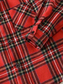 SHEIN Young Boy Young Boy Kids Autumn/Winter Thick Red Plaid Collared Long Sleeve Shirt, Suitable For Christmas And New Year - Multicolor - View 5