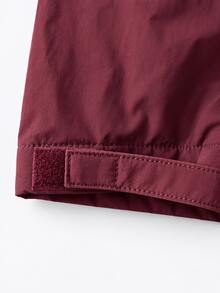 SHEIN BASICS جاكيت سوفت شيل نسائي دافئ للخارج مبطن بالصوف مع بطانية رأس وسحاب أمامي وجيوب بغطاء للخريف/الشتاء - عنابي اللون - مشاهدة 11