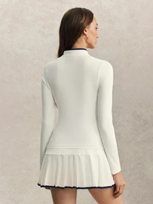 Activina Women's Letter Print Long Sleeve Top And Mini Skirt Casual Sports Set - White - View 3