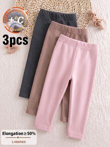 3pcs Girls' Autumn/Winter New Embroidered Cute Rabbit Patch Thickened Fleece Warm Leggings - Dark Grey - View 2