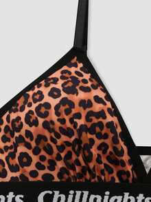 Chillnights Young Leopard Print Letter Webbing Women's Lingerie Set - Multicolor - View 4