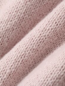 DAZY Women's Unicorn Embroidered Contrast Color Dropped Shoulder Long Sleeve Zipper Front Knit Cardigan - Pink - View 9