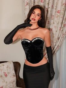 Allurite Women's Sequin Fashion Versatile Date & Outing Tube Top - Black - View 1