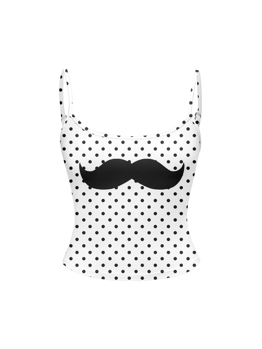 ROMWE Y2K Dark Punk Mustache Polka Dot Sexy Vintage Women's Camisole - White - View 1