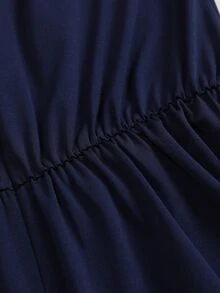 Cravure Plus Size Glitter Mesh Long Sleeve Jumpsuit, Elegant V‑Neck Wide Leg Knit Party Jumpsuit - Navy Blue - View 4