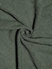 SHEIN PariChic 女款秋季休閒極簡純色蝙蝠袖不對稱下擺針織上衣 - 墨綠色 - 查看 6