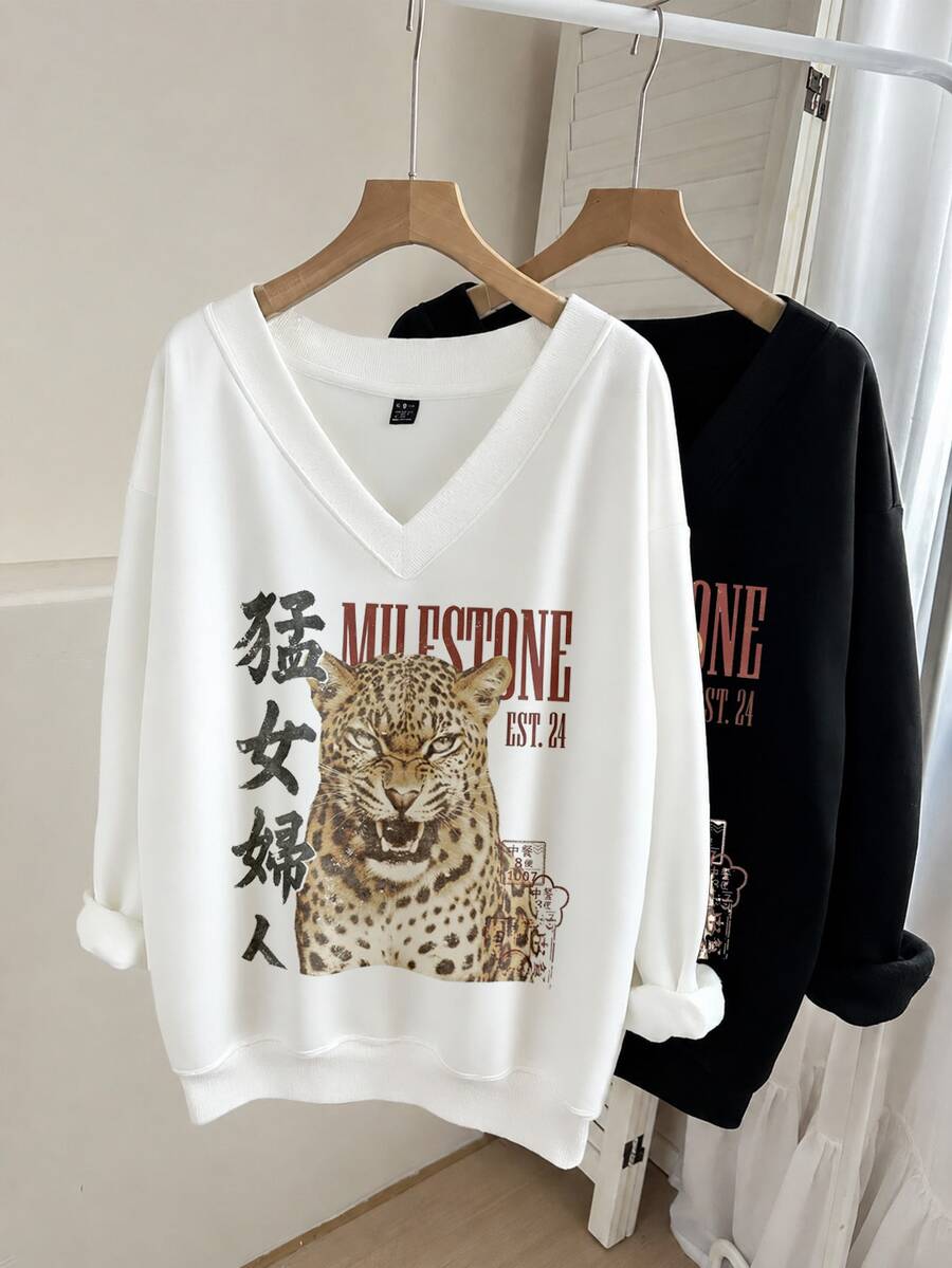 Comfortcana 2PCS Plus Size Sweatshirts & Hoodies - Multicolor - View 1