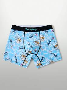 Rick and Morty X SHEIN Men's Boxer Briefs Cartoon Anime Print Underwear - Blue - View 3