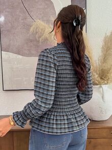 SHEIN Frenchy Plus Size Women's Plaid Casual Versatile Daily Long Sleeve Shirt - Multicolor - View 2