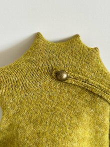 Aloruh Olive Green Square Neck Navy Vintage Button Elegant Long Sleeve Dress - Green - View 8
