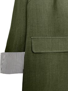 GlowEve CURVE Plus Size Women's Summer Fashion Casual Smart Daily Office Working All-Match Versatile Olive Green Patchwork Sleeve Blazer - Army Green - View 3