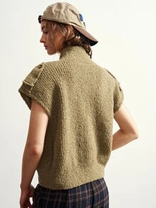 Bohemela Women's Solid Color Single-Breasted Casual Knit Cardigan - Army Green - View 8