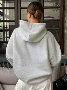 Dazy Kids Sweatshirt Pullover Kasual Longgar Warna Polos untuk Remaja Perempuan, Hoodie Musim Gugur - Grey - View 2