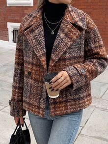 Flora Isola Flora Isola Women's Large Lapel Decorative Button Long Sleeve Wool - Multicolor - View 7