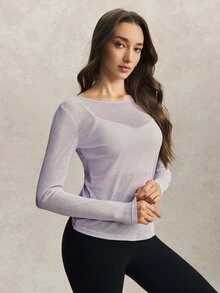 Activina Women's Solid Color Casual Daily Travel Sports T-Shirt - Mauve Purple - View 2